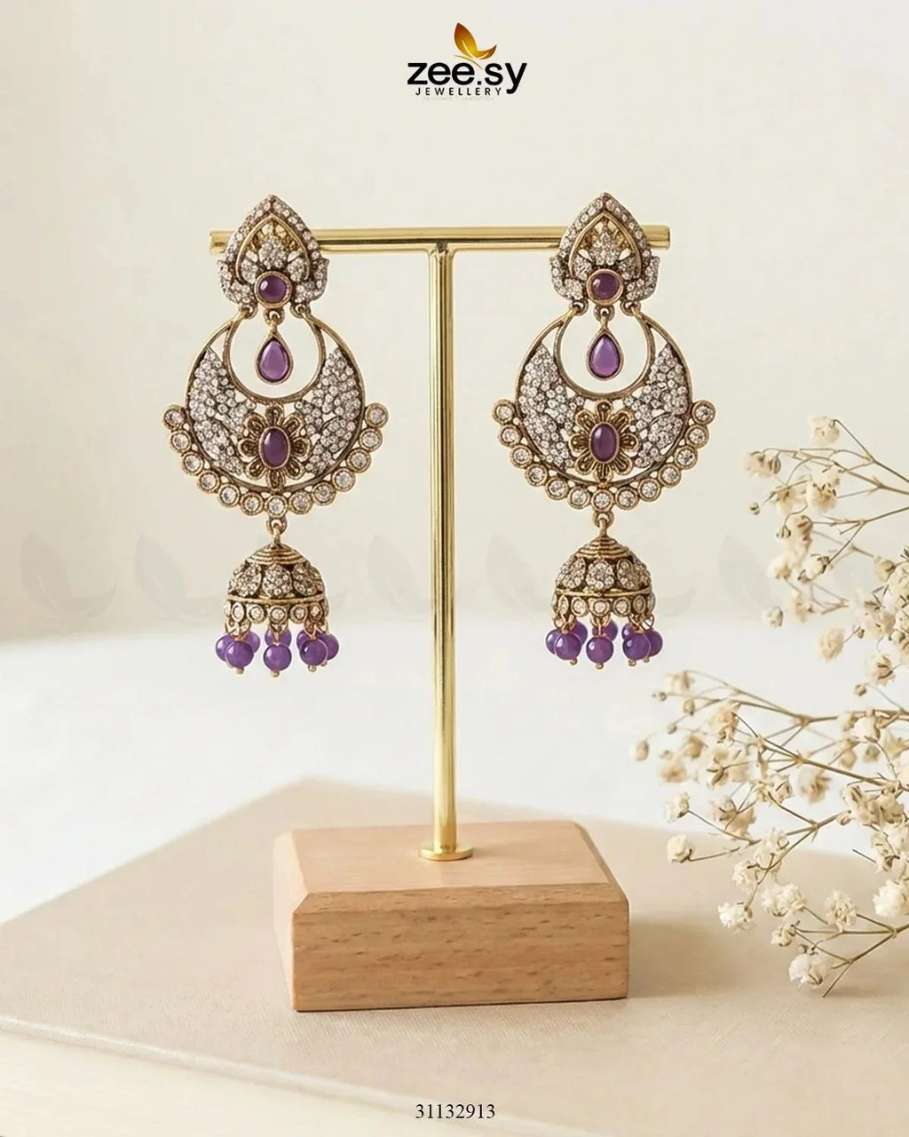 Rich Chandbali Zirconia Earrings