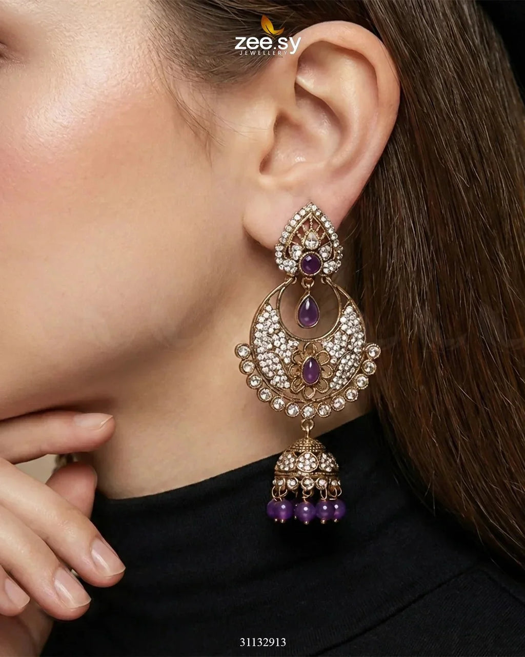 Rich Chandbali Zirconia Earrings