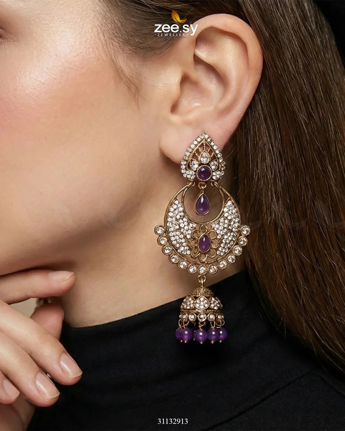 Rich Chandbali Zirconia Earrings