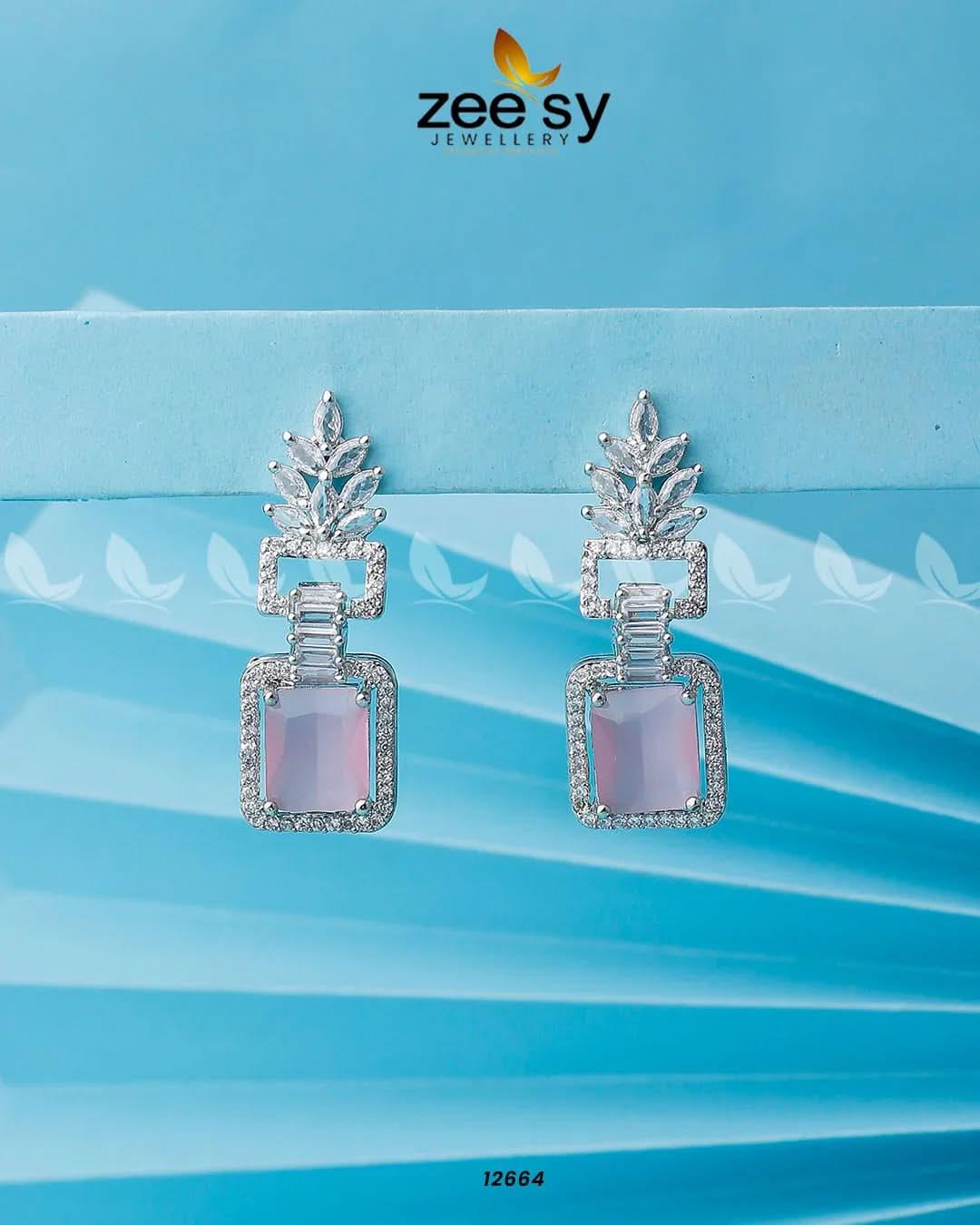 Lilac Geometric Drop Earrings