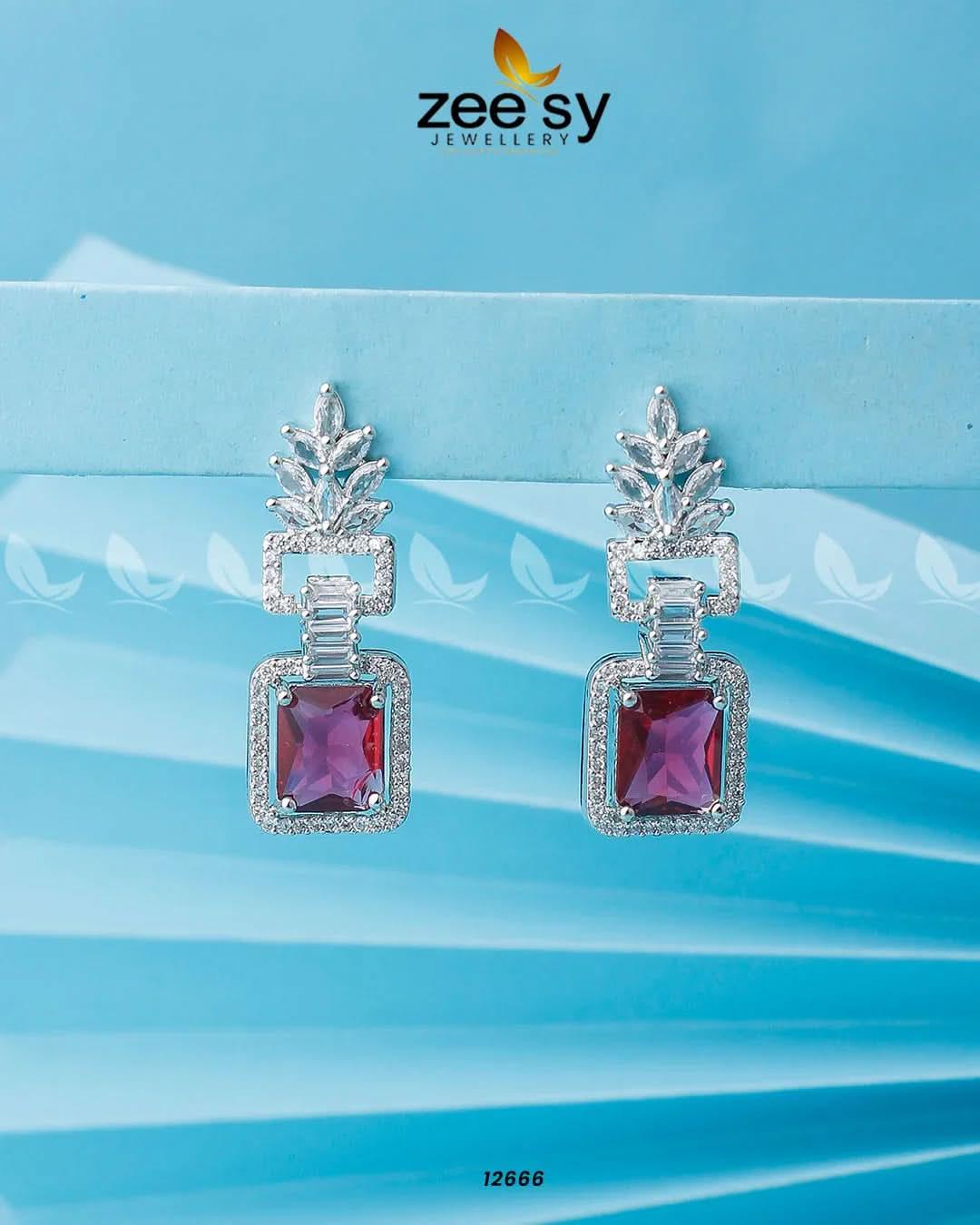 Lilac Geometric Drop Earrings