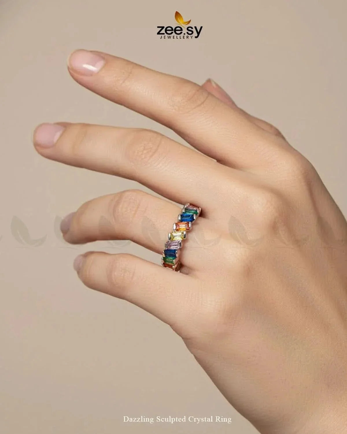 Dazzling Sculpted Crystal Ring