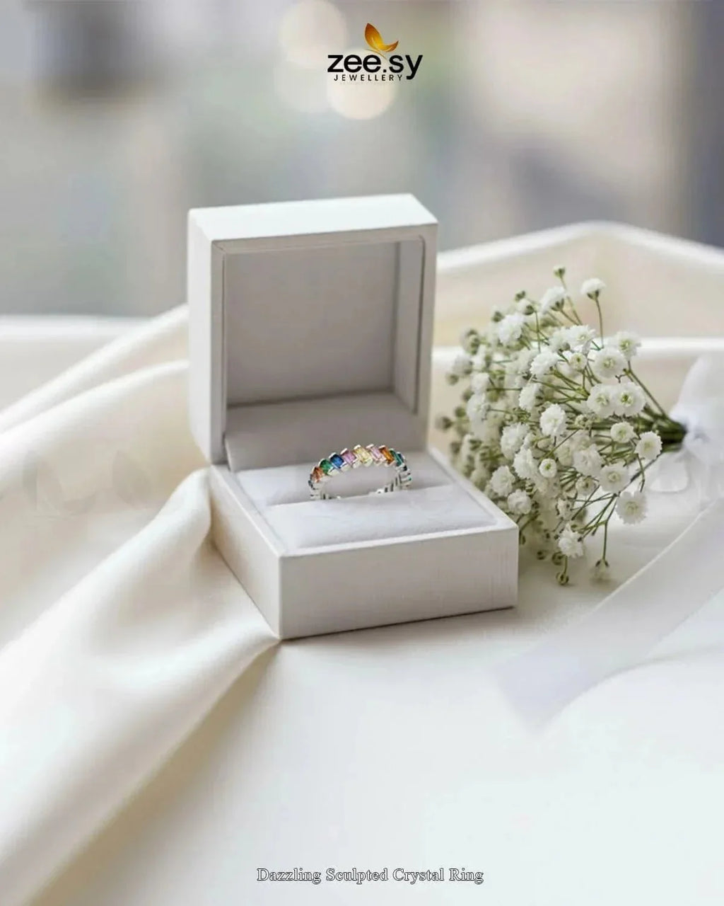 Dazzling Sculpted Crystal Ring