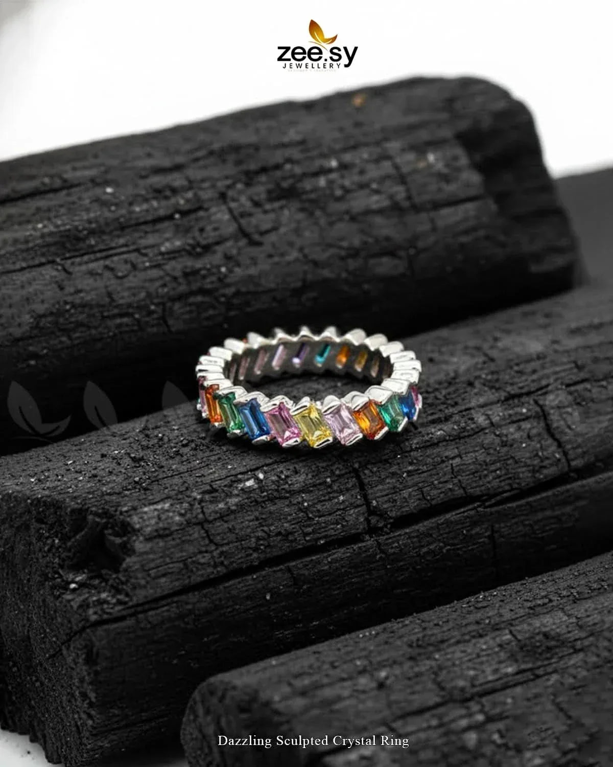 Dazzling Sculpted Crystal Ring