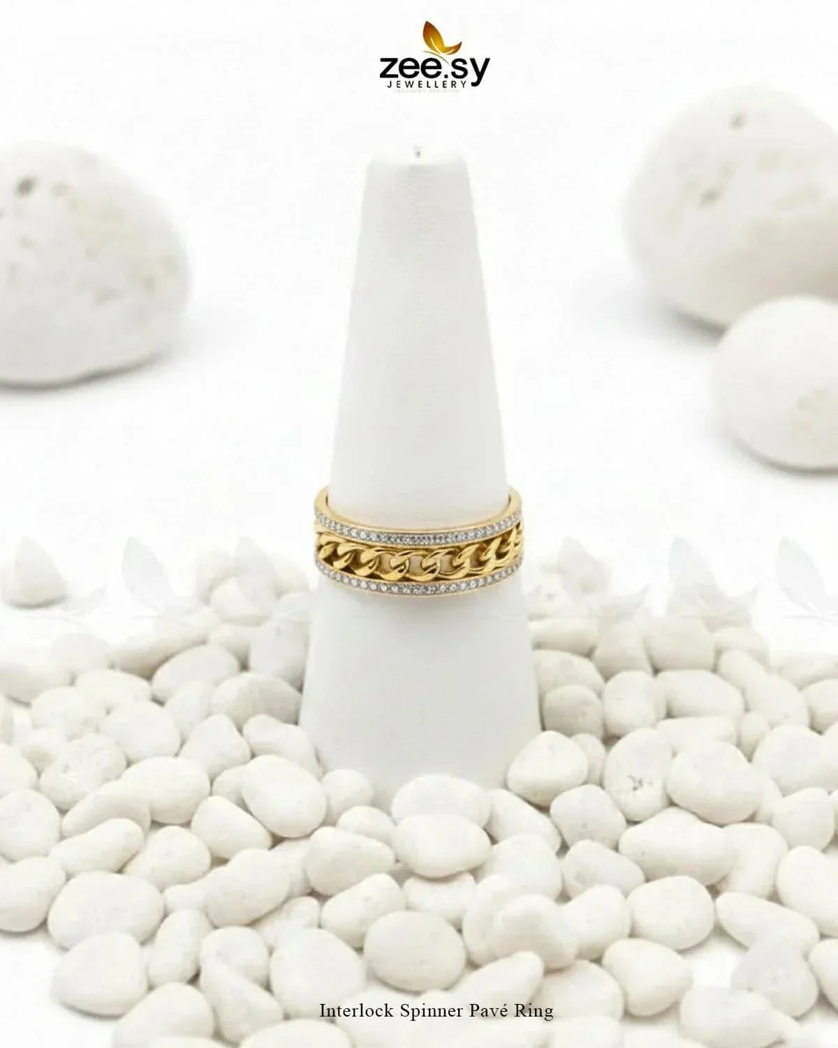 Interlock Spinner Pave Ring