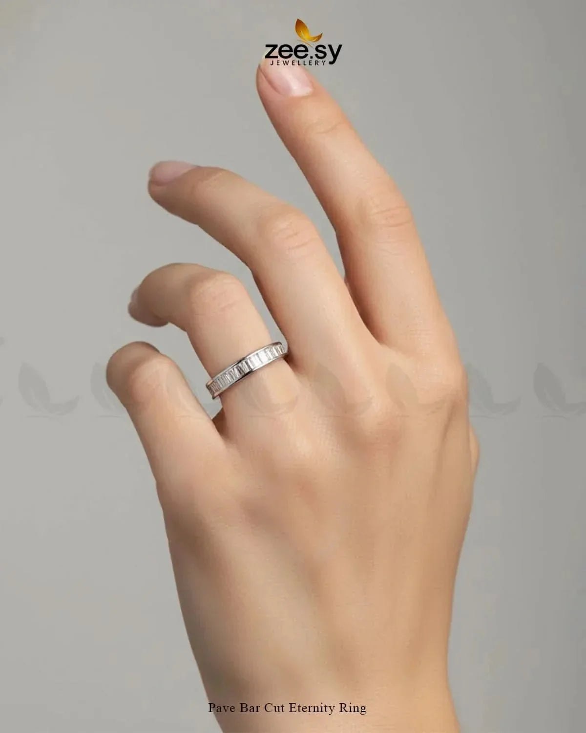 Pave Bar Cut Eternity Ring
