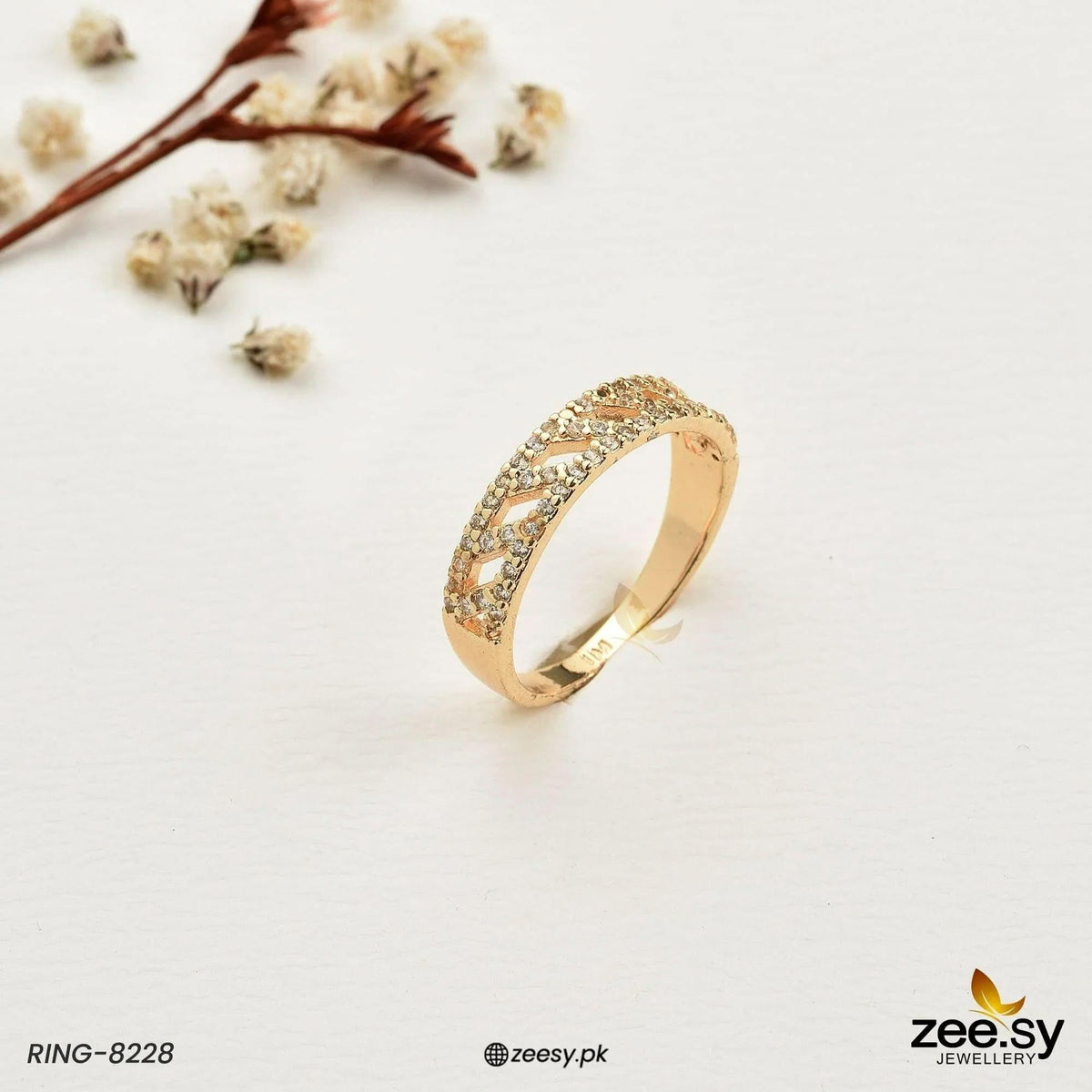 Paved Openwork Lattice Band Ring