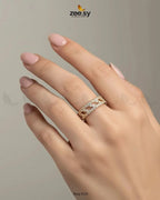 Paved Openwork Lattice Band Ring