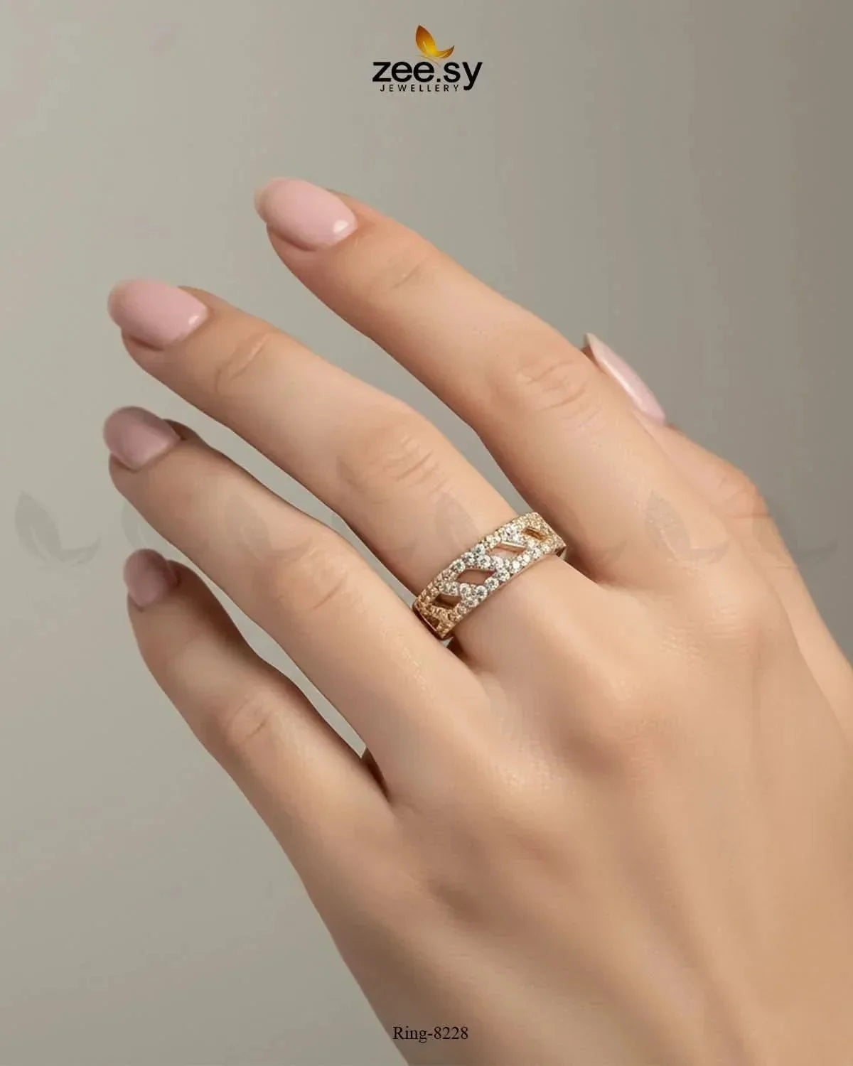 Paved Openwork Lattice Band Ring