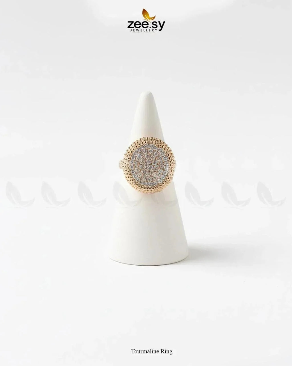 Tourmaline Round Zirconia Ring