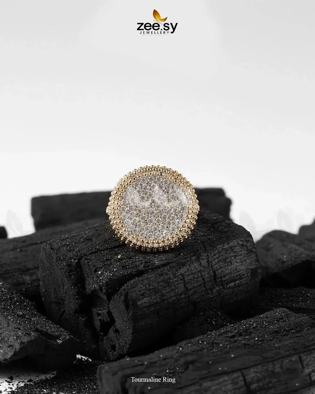 Tourmaline Round Zirconia Ring