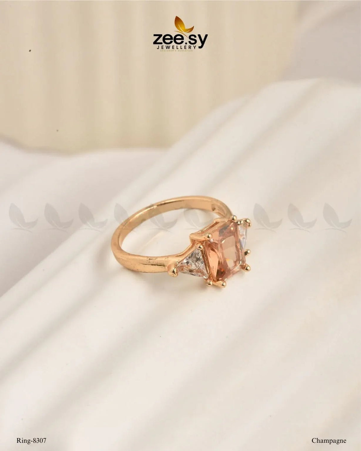 Chic Three Stone Solitaire Ring