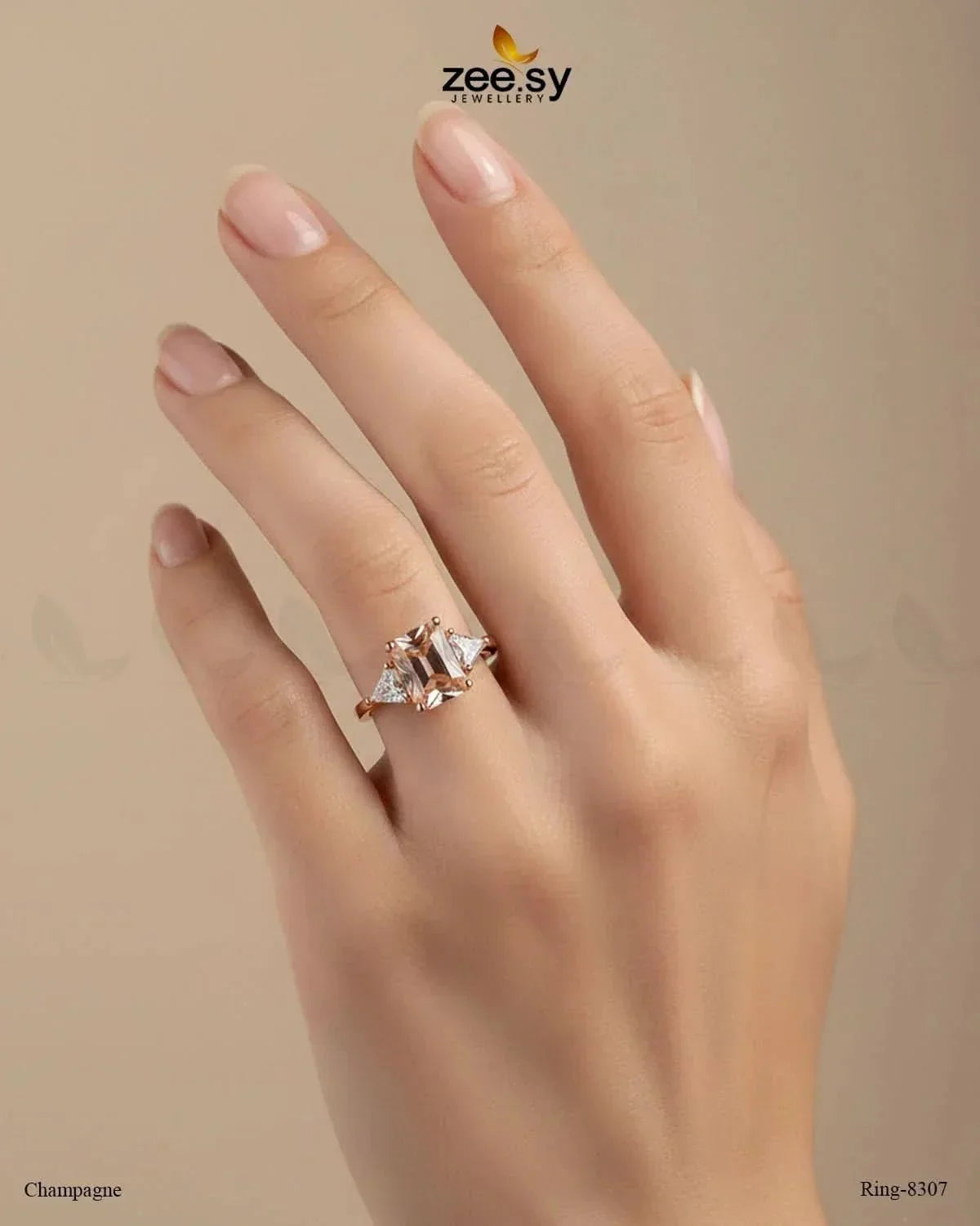 Chic Three Stone Solitaire Ring