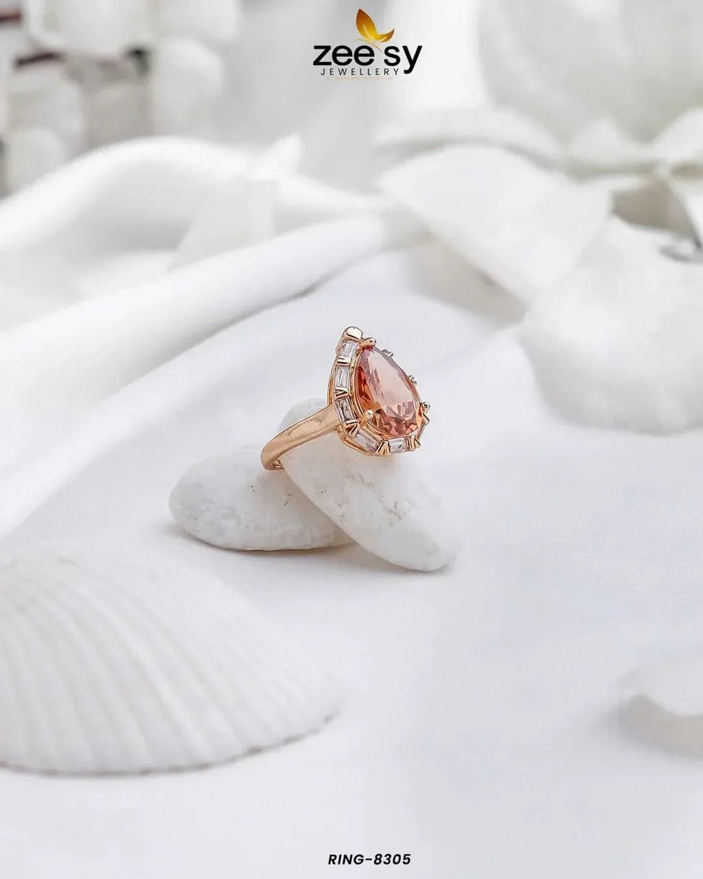 Radiant Teardrop Baguette Crystal Ring