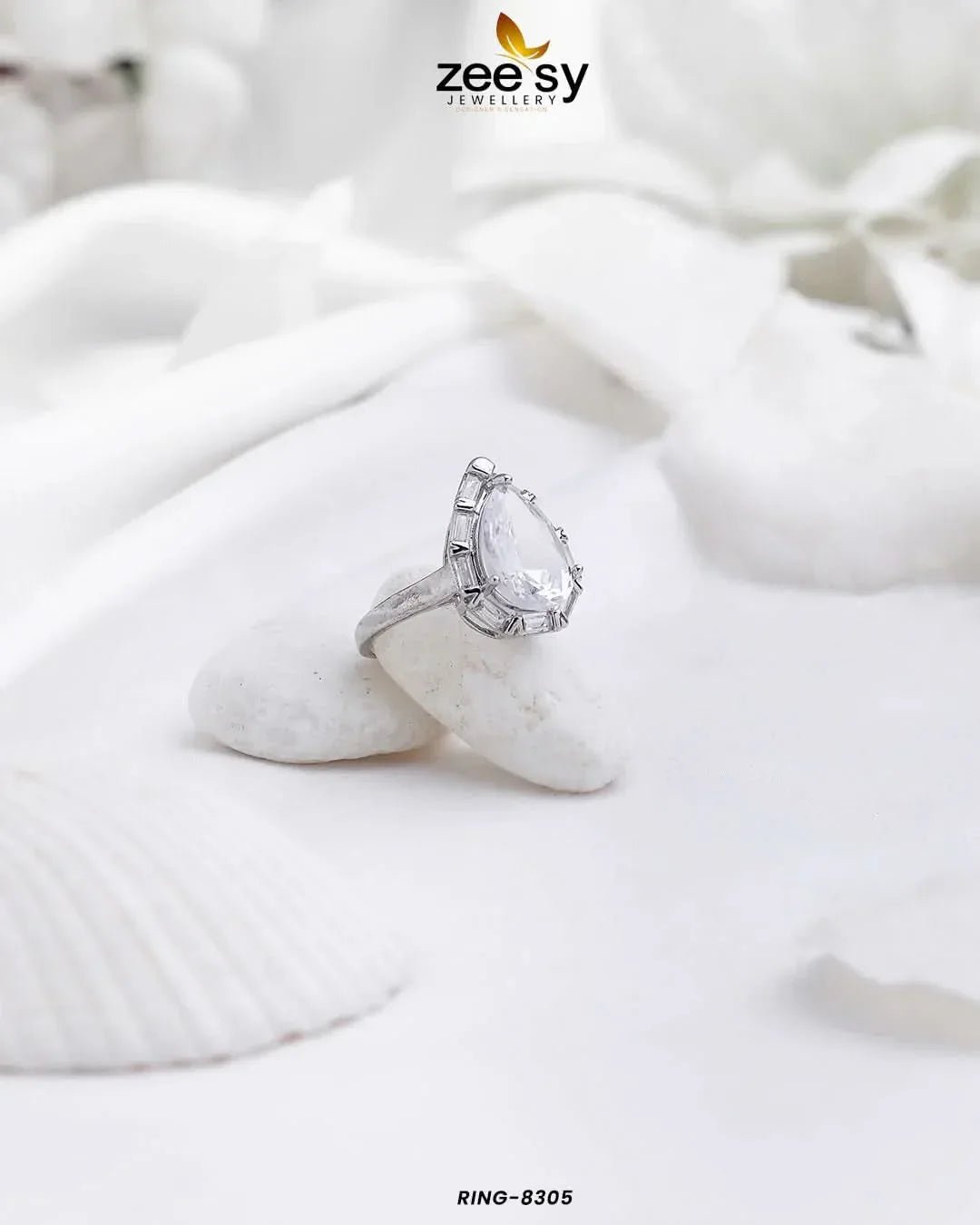 Radiant Teardrop Baguette Crystal Ring