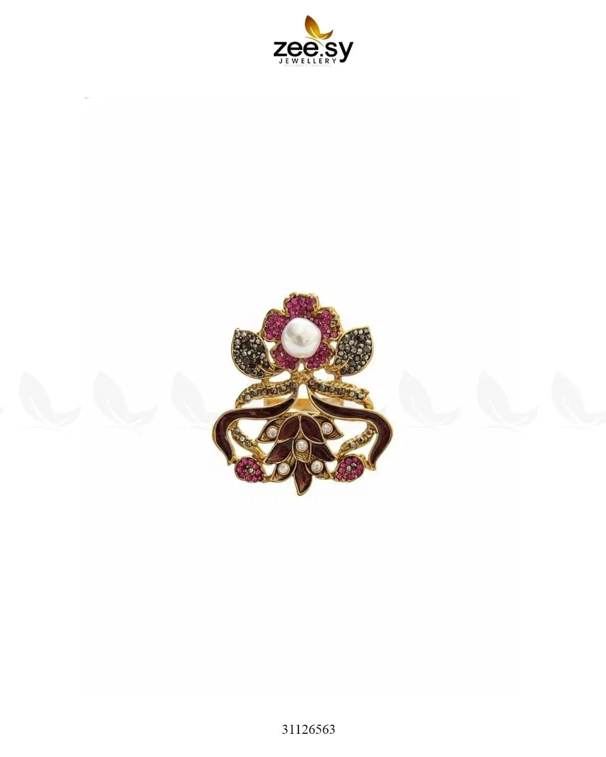 Delightful Floral Crystal Pave Ring