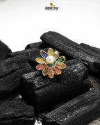 Floral Art Cluster Pave Ring