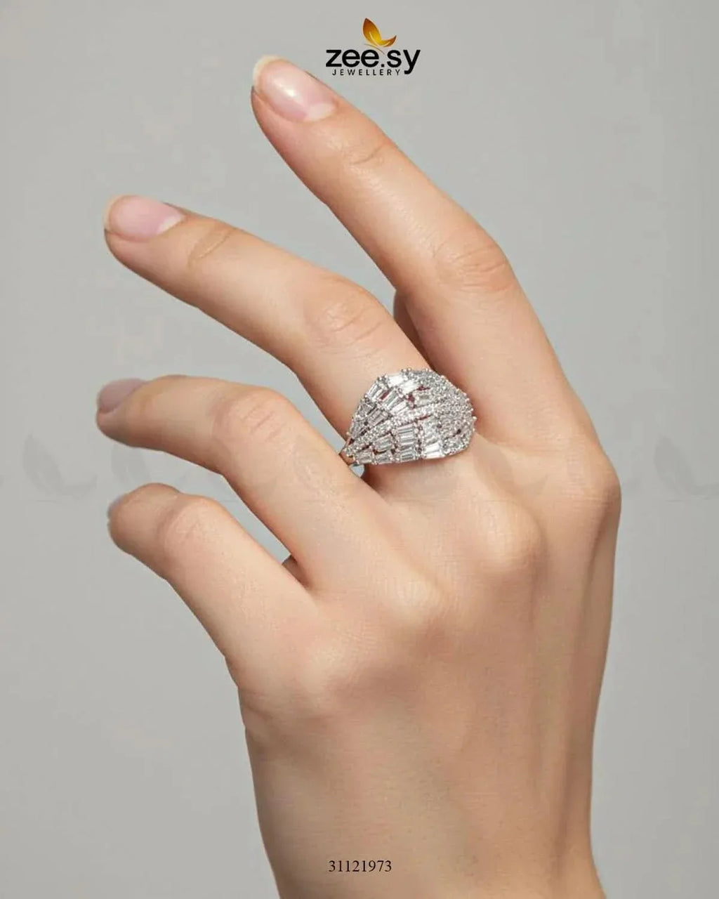 Radiant Sterling Cluster Ring
