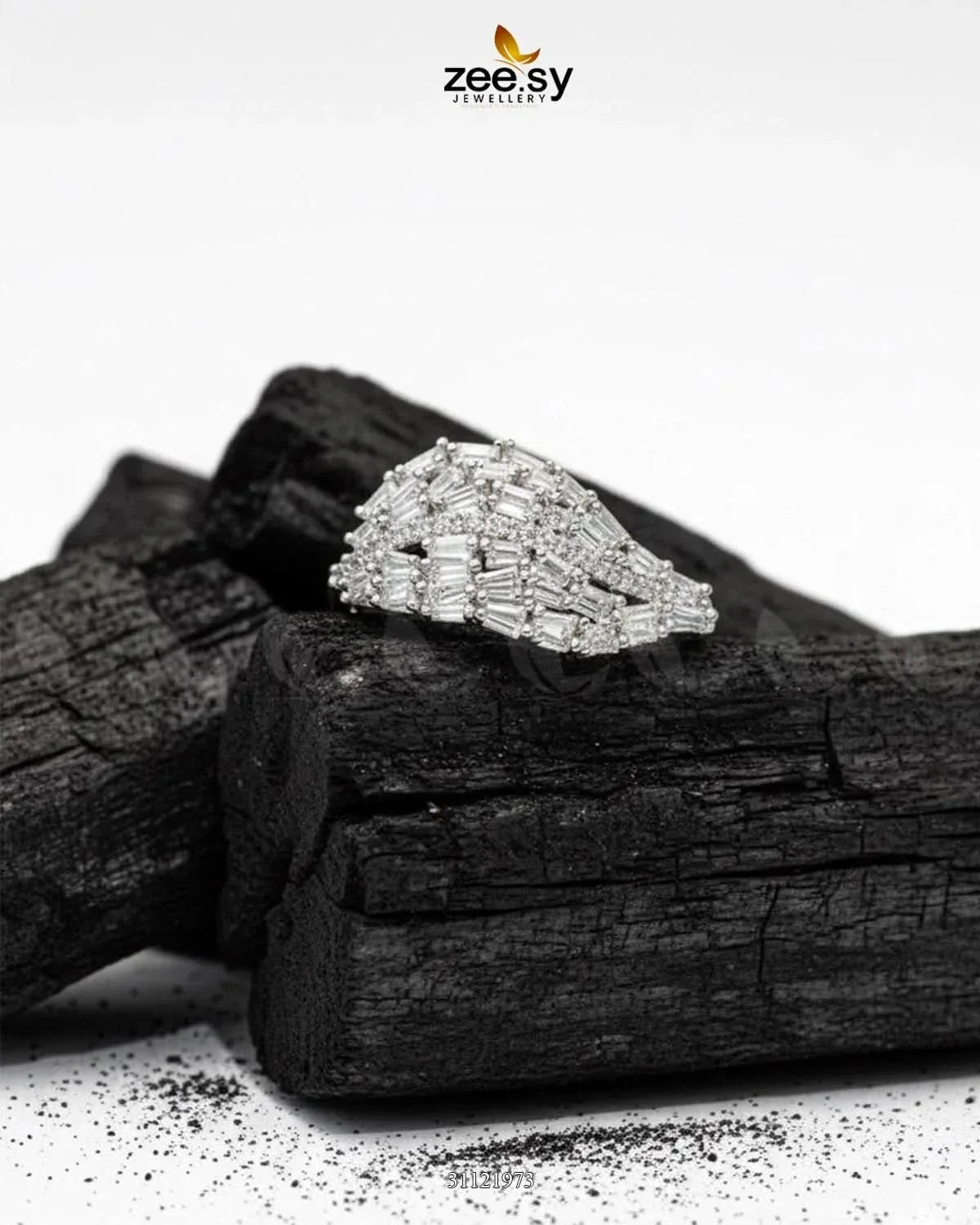 Radiant Sterling Cluster Ring