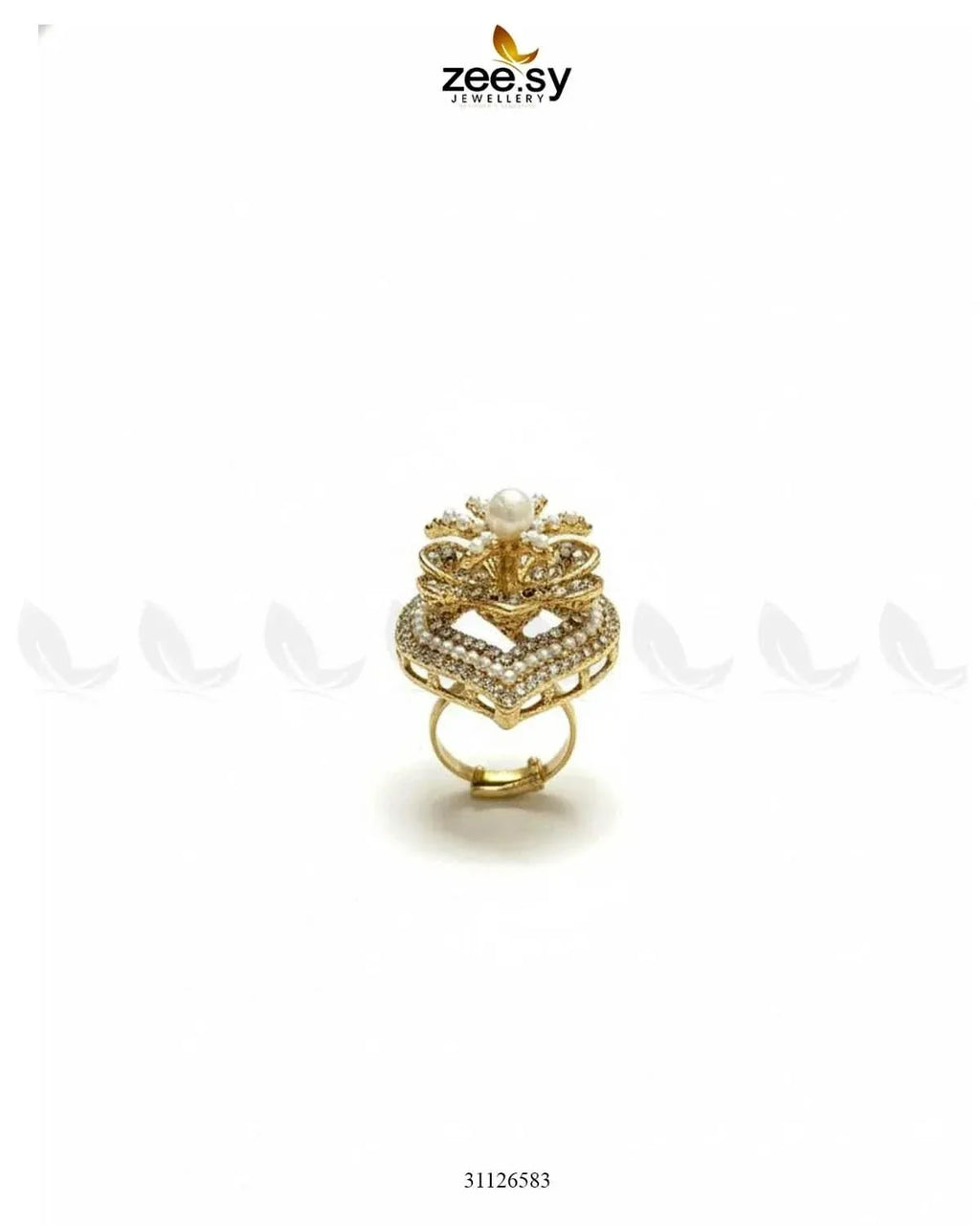Starlit Leaf Cluster Pave Ring