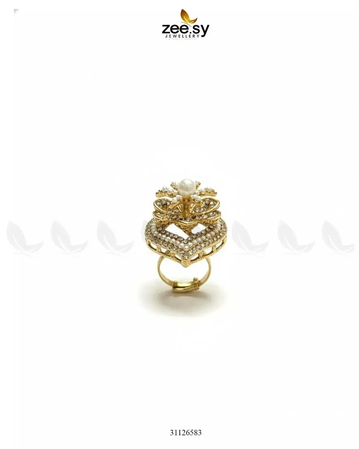 Starlit Leaf Cluster Pave Ring