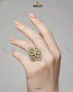 Starlit Leaf Cluster Pave Ring
