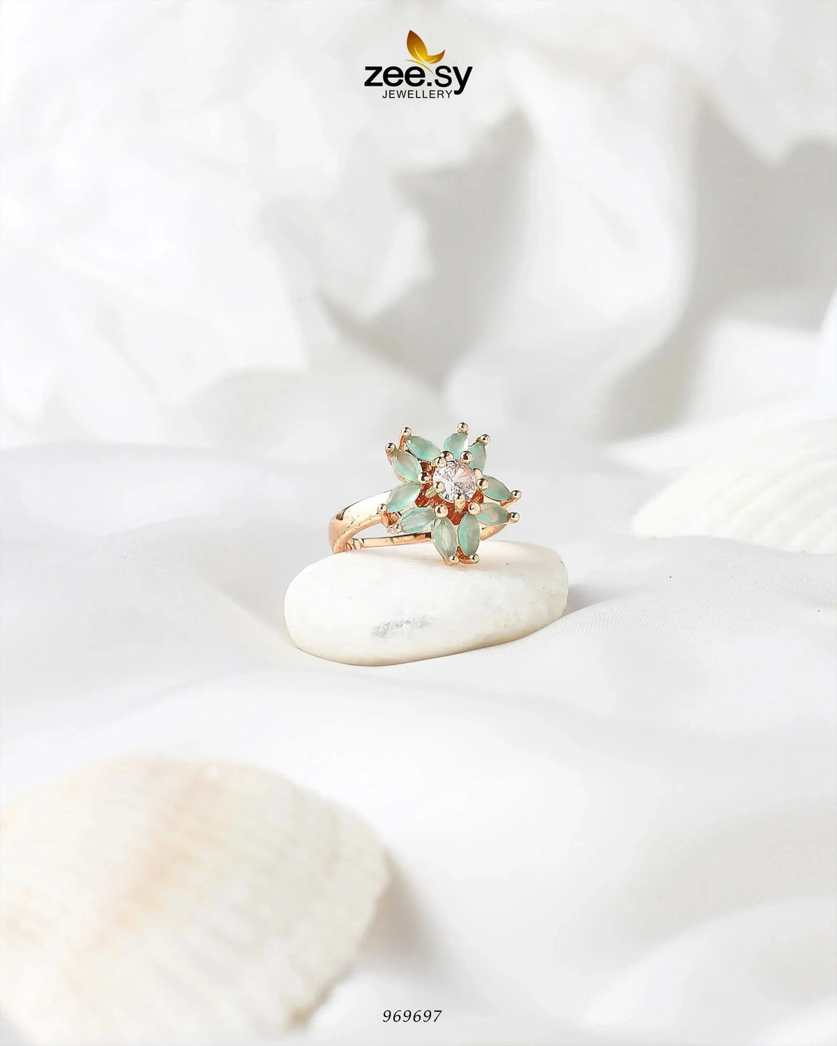 Marquise Petal Daisy Solitaire Ring