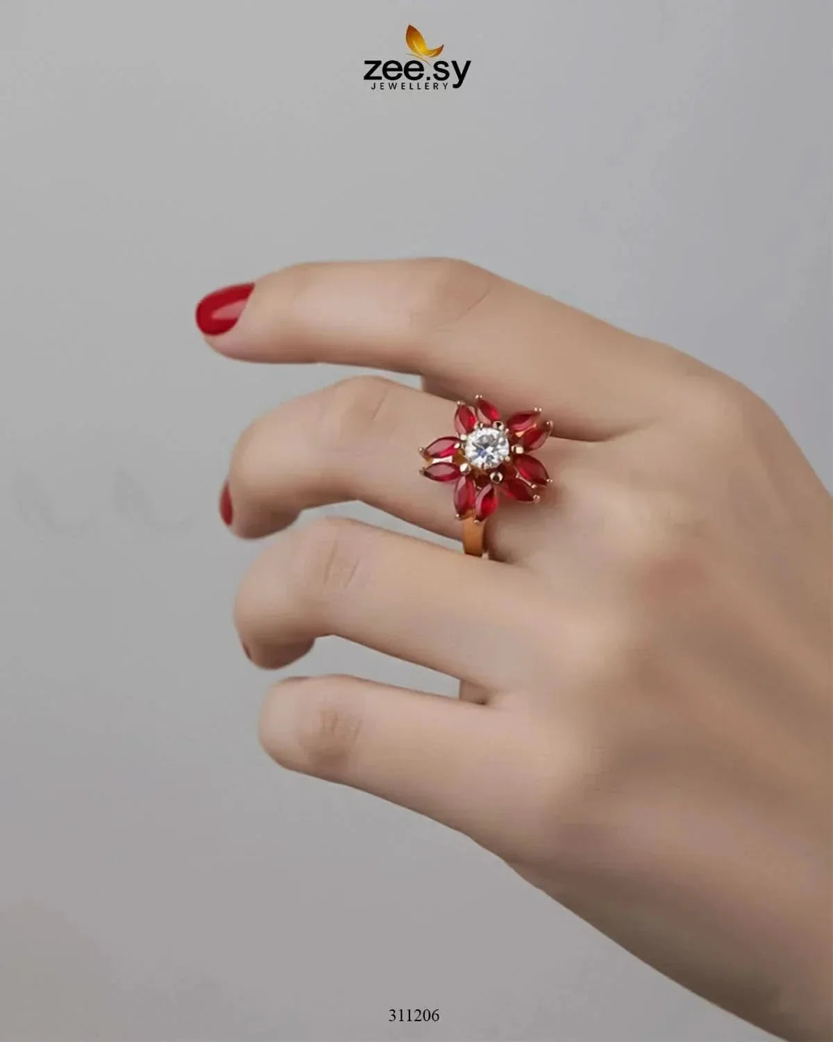 Marquise Petal Daisy Solitaire Ring