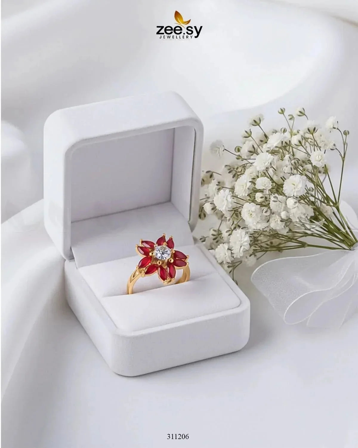 Marquise Petal Daisy Solitaire Ring