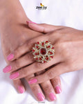 Emma Floral Round Stone Ring