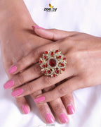 Emma Floral Round Stone Ring