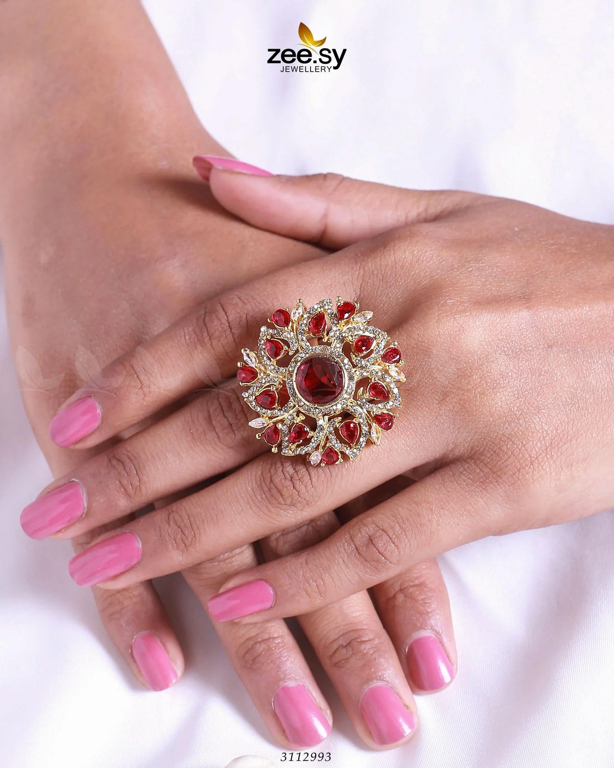 Emma Floral Round Stone Ring