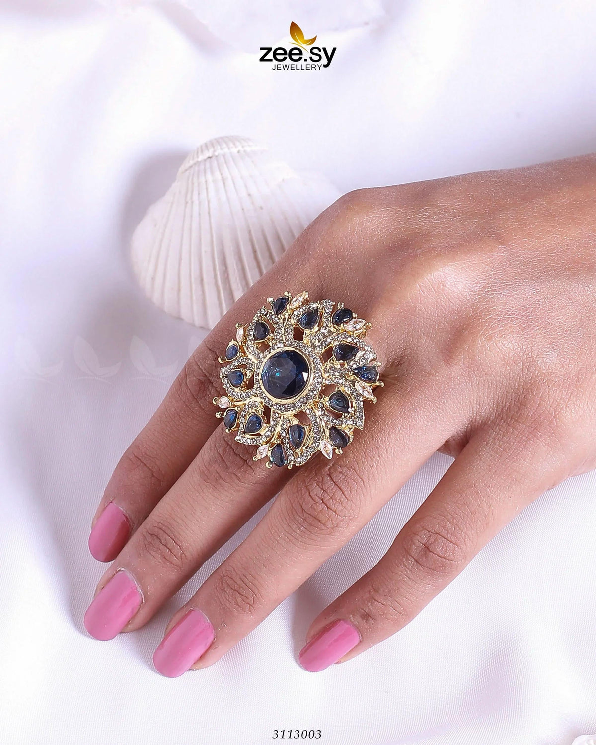 Emma Floral Round Stone Ring