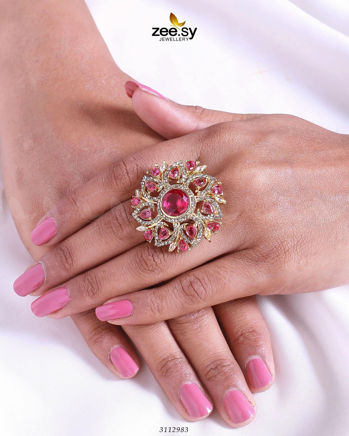 Emma Floral Round Stone Ring