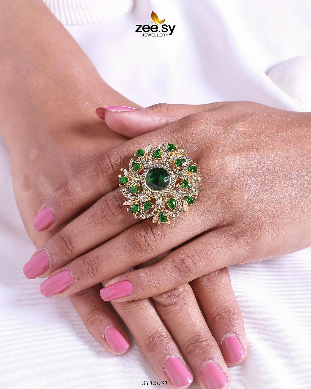 Emma Floral Round Stone Ring