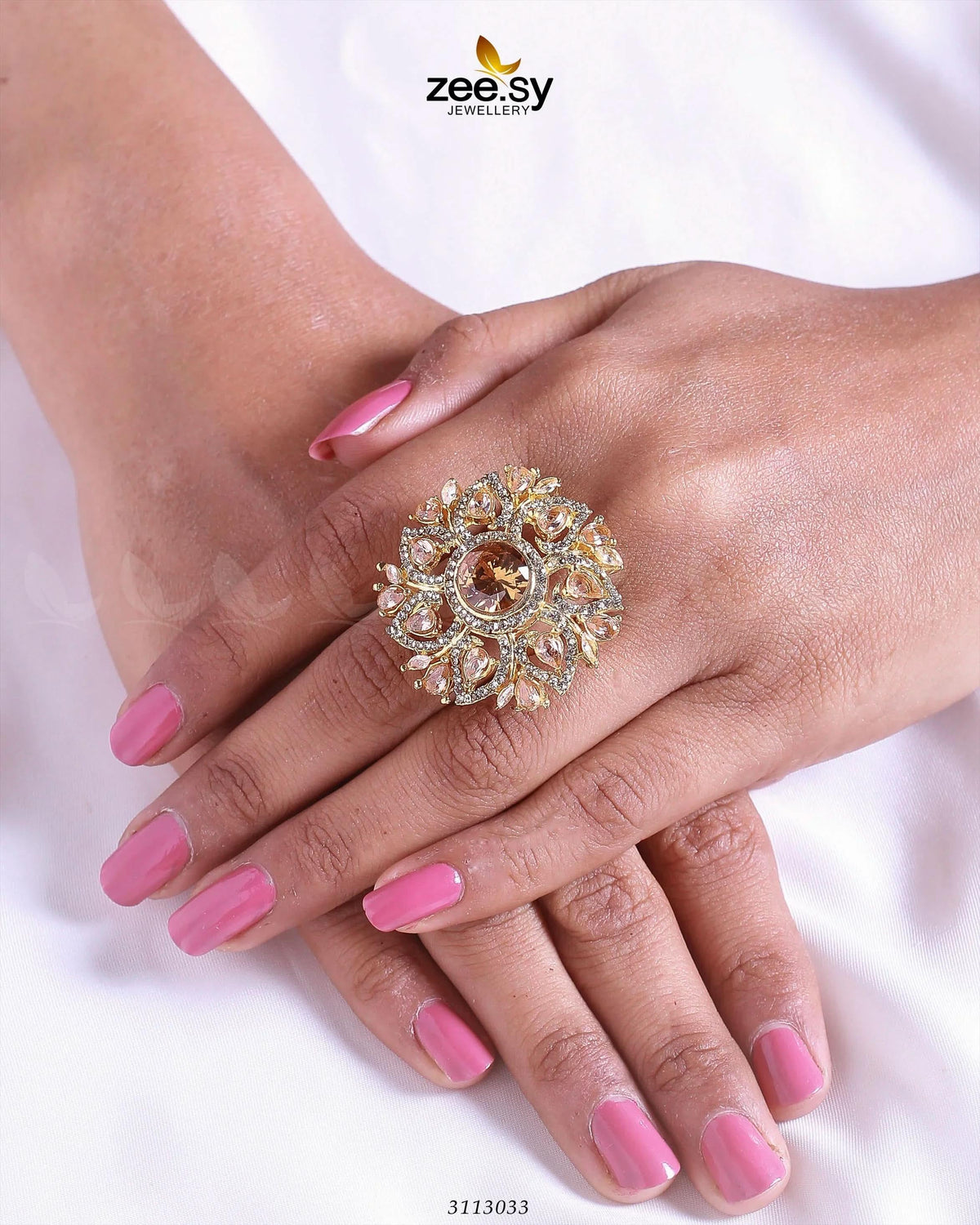 Emma Floral Round Stone Ring