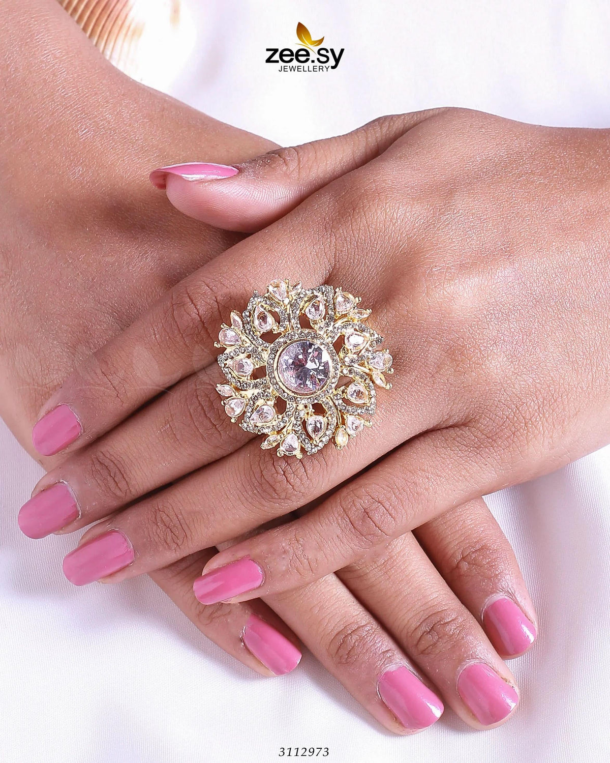 Emma Floral Round Stone Ring