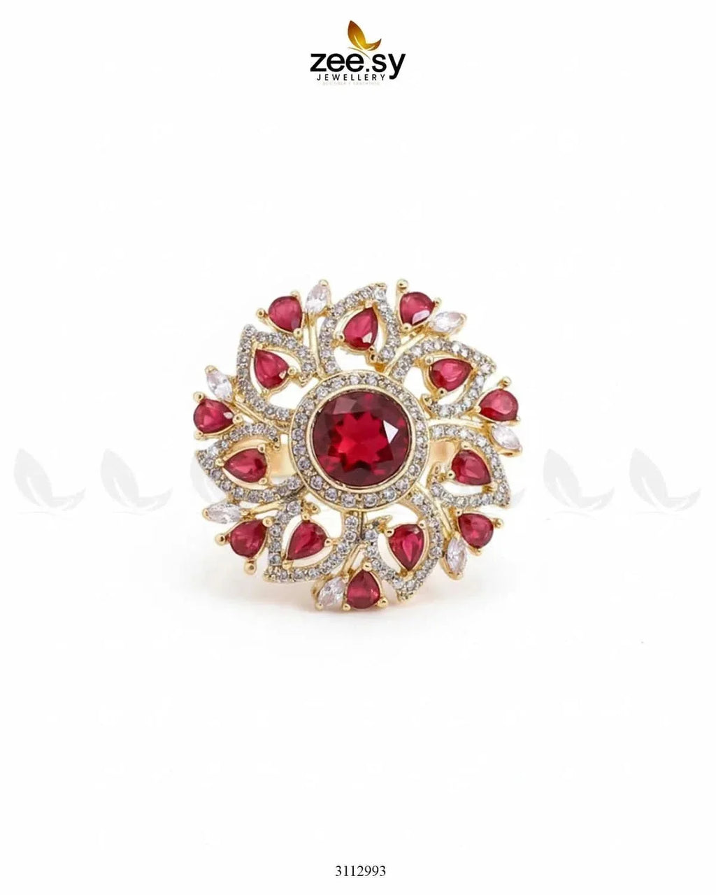 Emma Floral Round Stone Ring