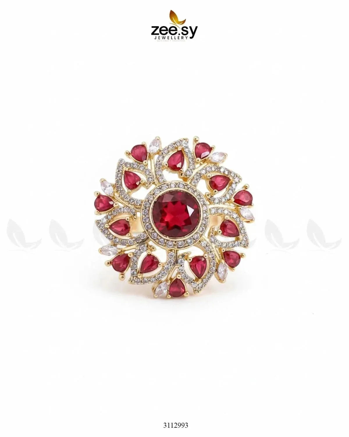 Emma Floral Round Stone Ring