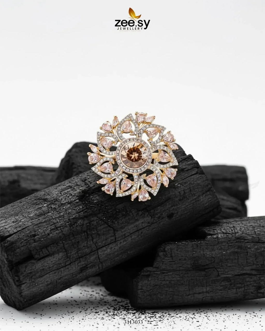 Emma Floral Round Stone Ring