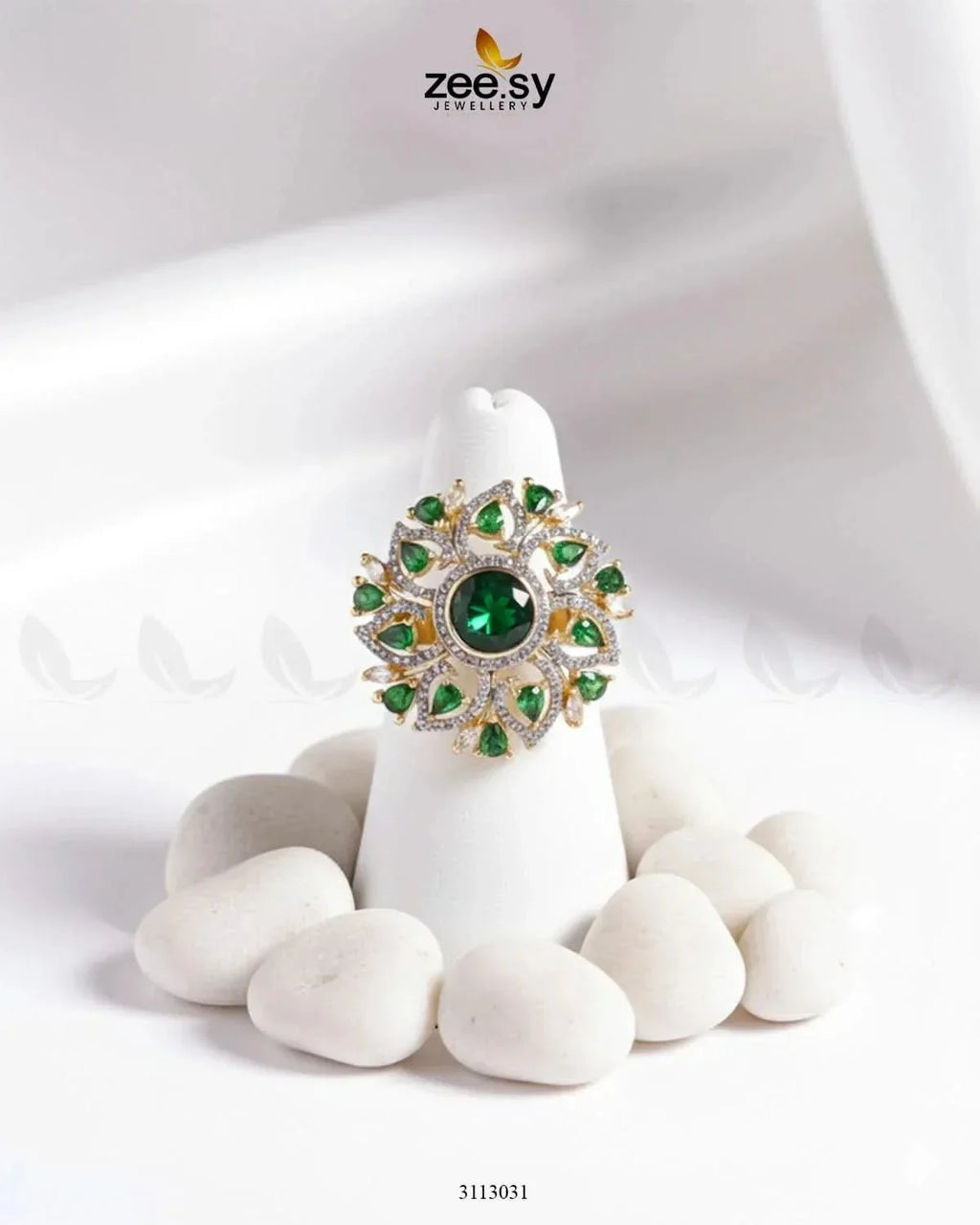Emma Floral Round Stone Ring