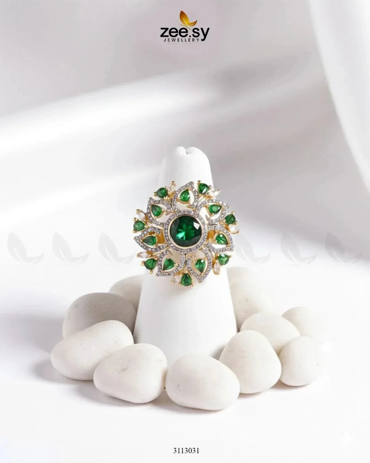 Emma Floral Round Stone Ring