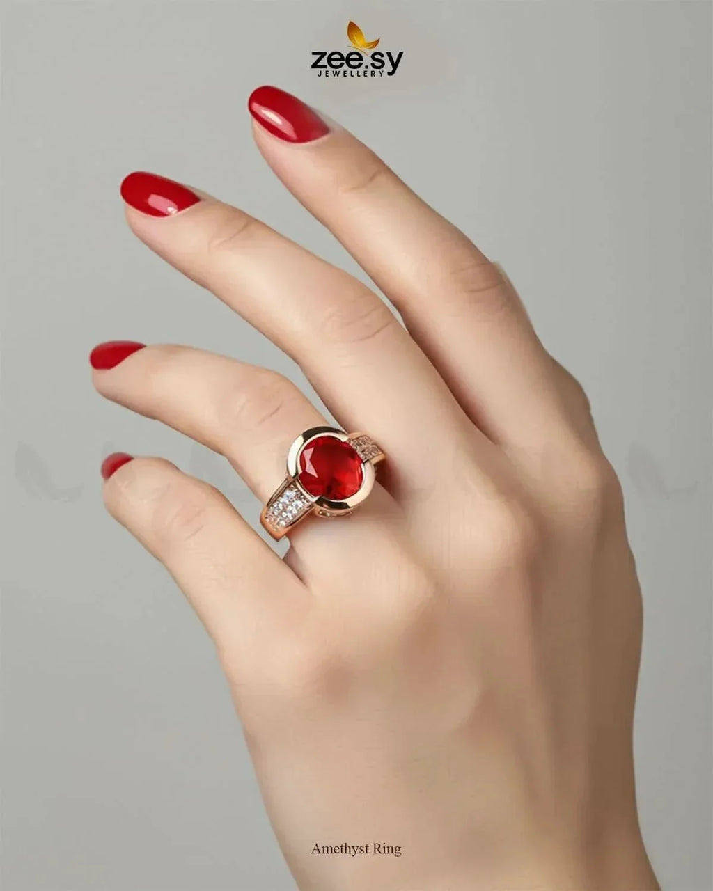 Amethyst Bold Center Stone Ring