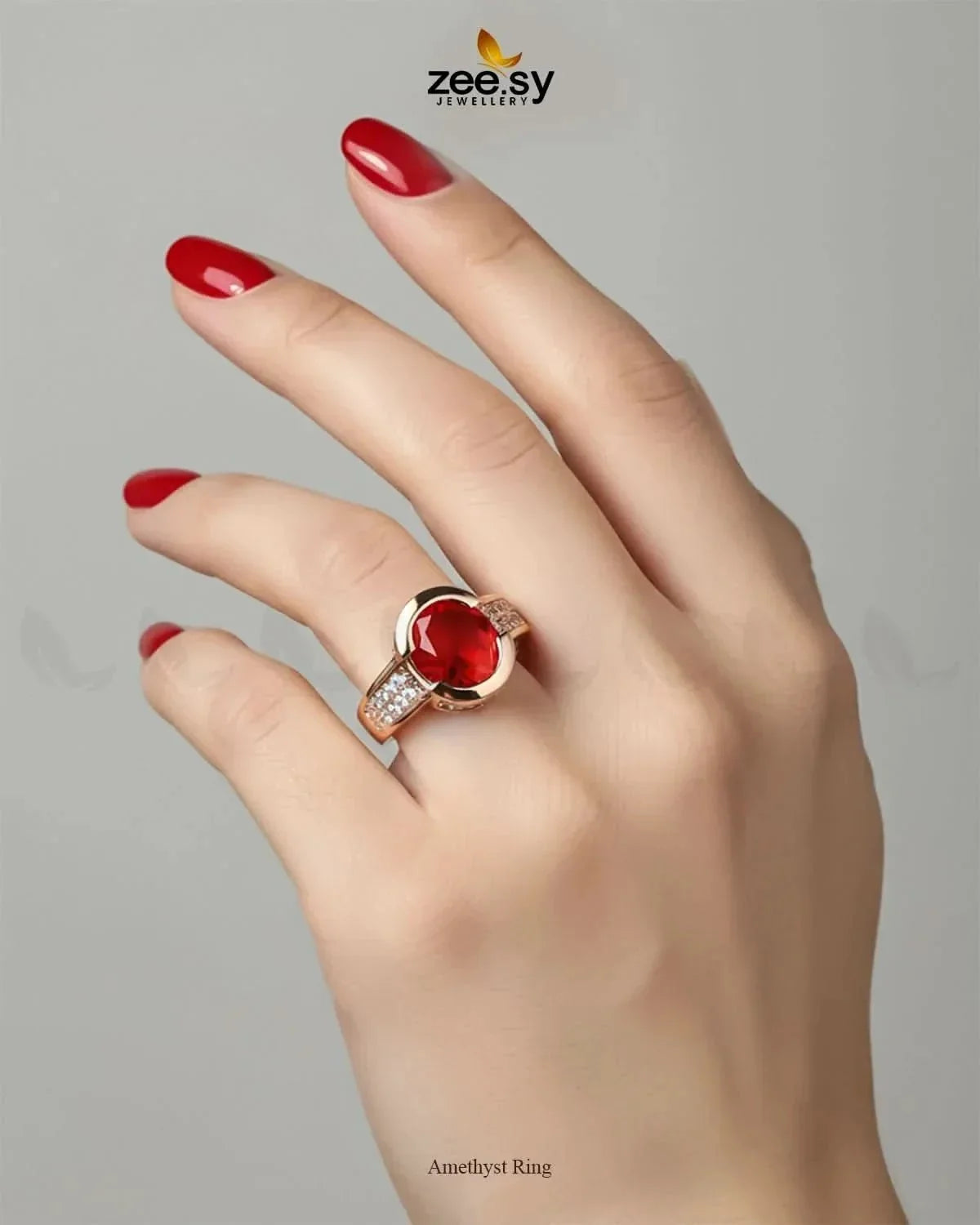 Amethyst Bold Center Stone Ring