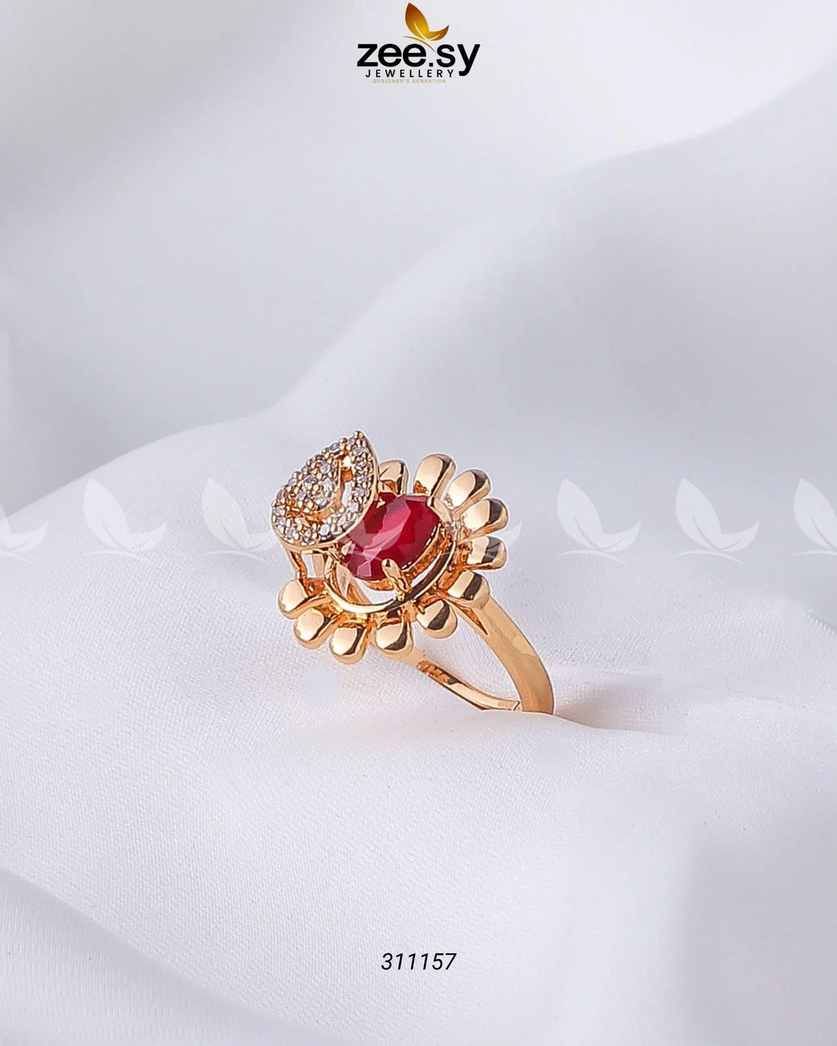 Scalloped Petal Gemstone Cocktail Ring