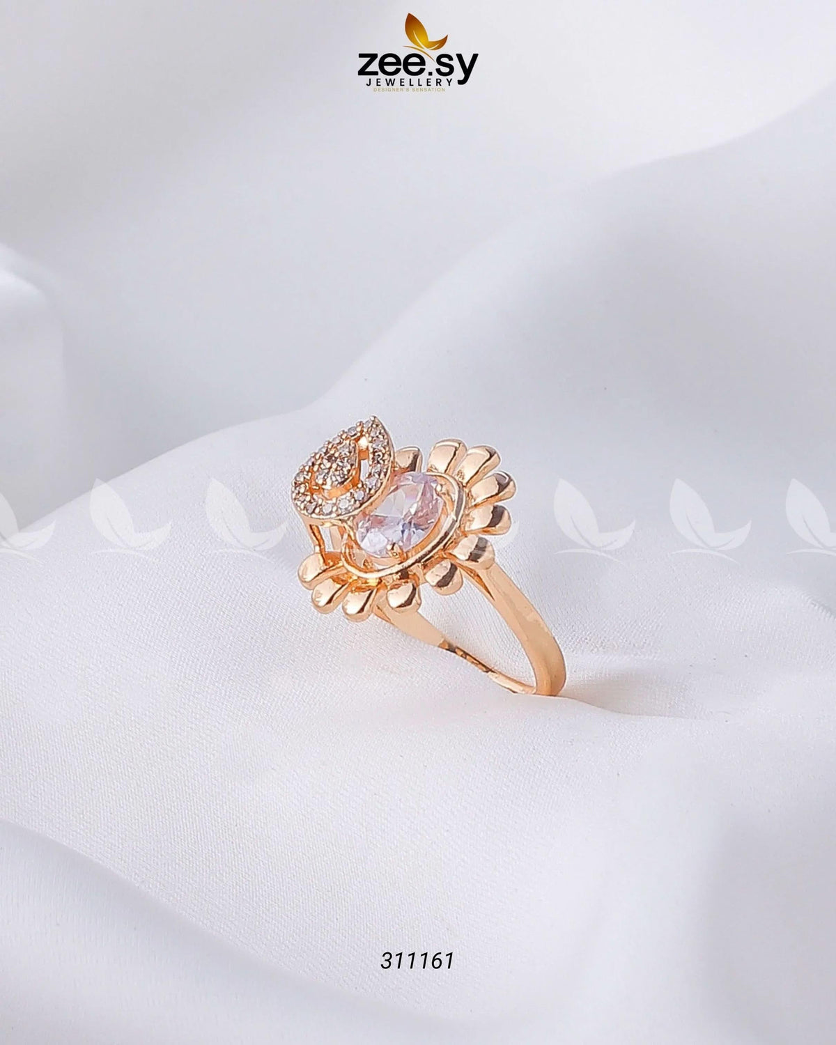 Scalloped Petal Gemstone Cocktail Ring