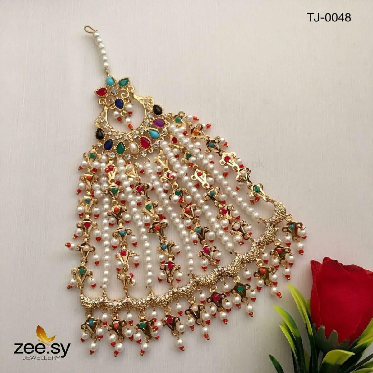 Peacock Gemstone Pearl Jhumar