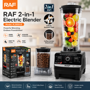 RAF 2-in-1 Electric Blender | Perfect for smoothies, juices & grinding! Model: R.2809-B