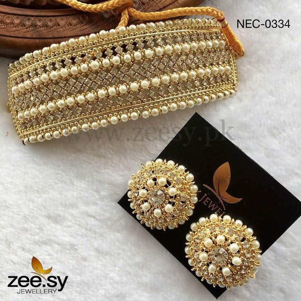 Elegant Beaded Pearl Choker Set