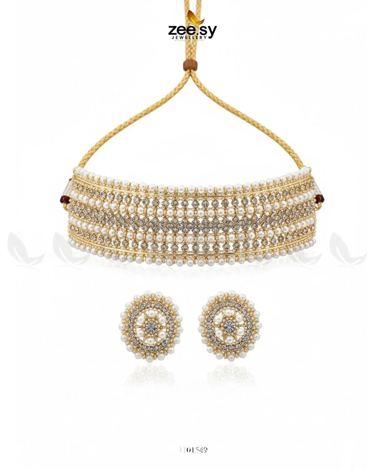 Elegant Beaded Pearl Choker Set